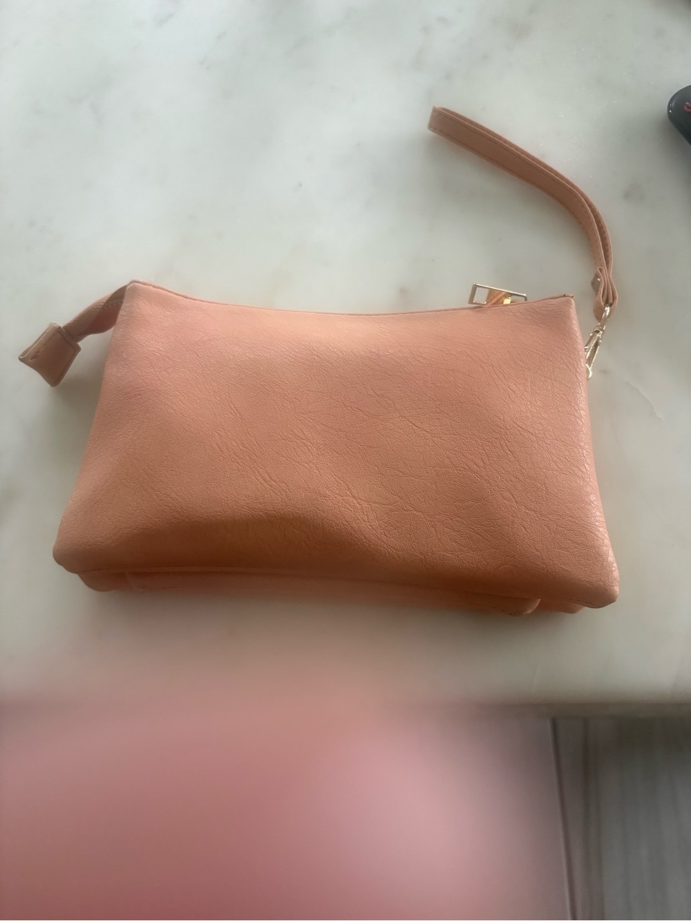 Women's Wristlet Clutch - Peach Faux Leather